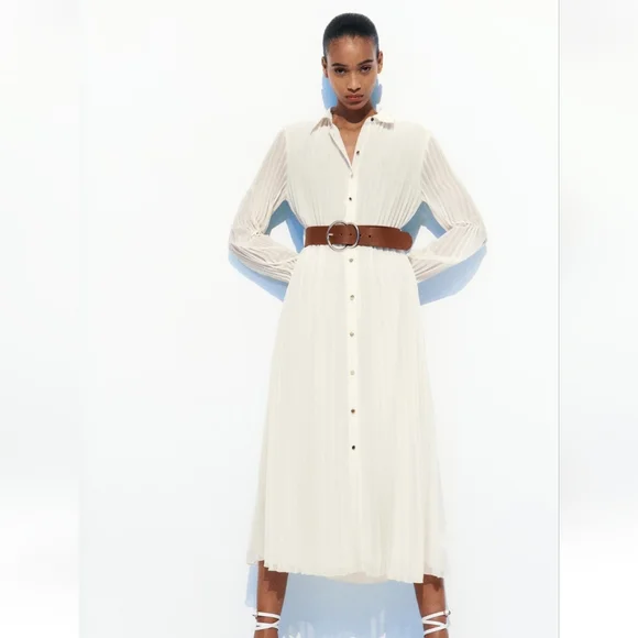 ★ZARA★ MIDI DRESS WITH BELT BELTED CREPE MIDI DRESS - Black | ZARA United States